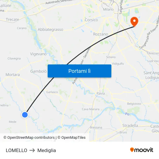 LOMELLO to Mediglia map