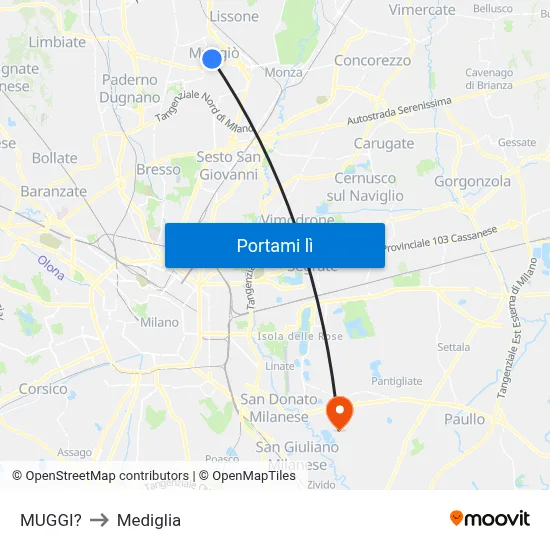 MUGGI? to Mediglia map