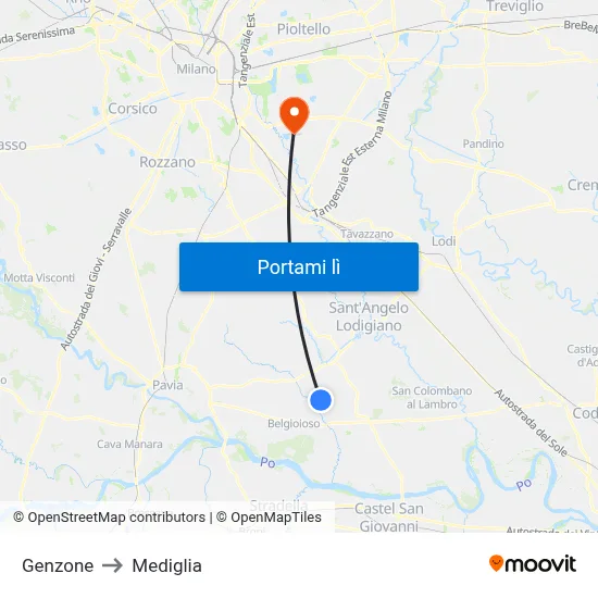 Genzone to Mediglia map