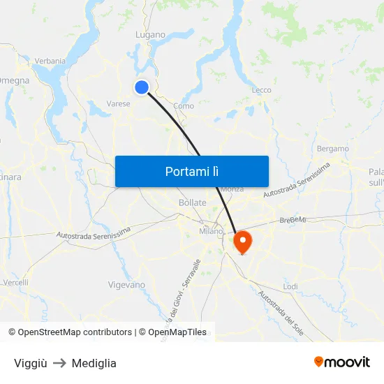 Viggiù to Mediglia map