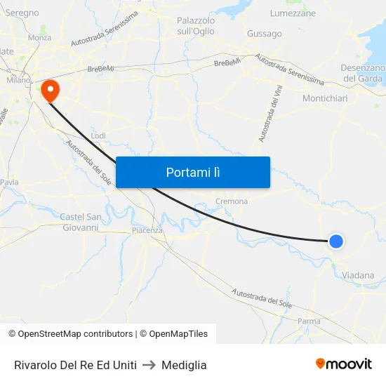 Rivarolo Del Re Ed Uniti to Mediglia map
