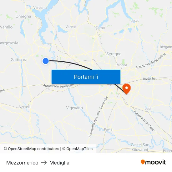 Mezzomerico to Mediglia map
