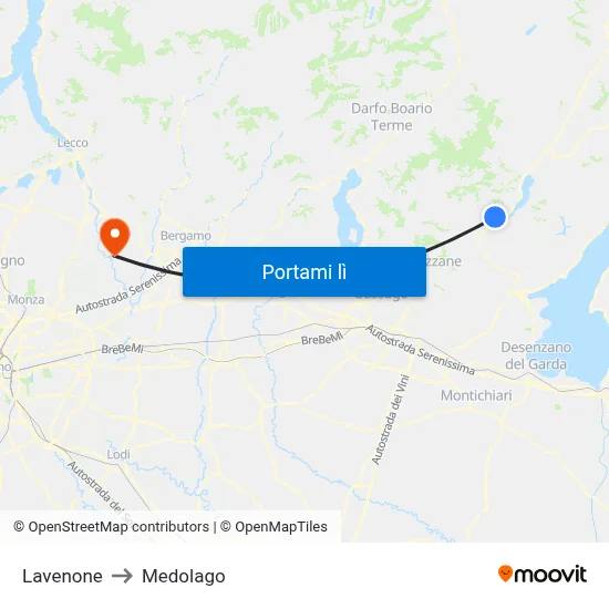 Lavenone to Medolago map