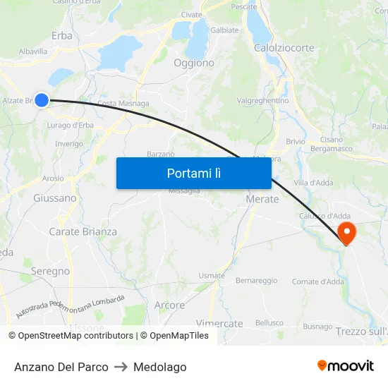 Anzano Del Parco to Medolago map