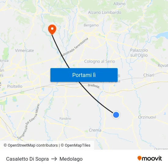 Casaletto Di Sopra to Medolago map