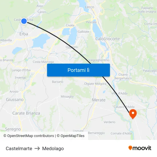 Castelmarte to Medolago map