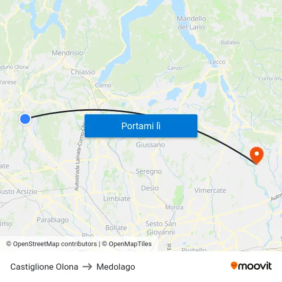 Castiglione Olona to Medolago map