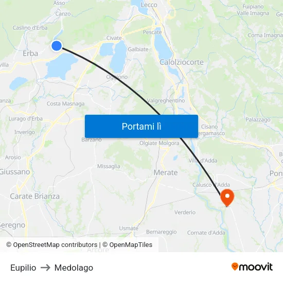 Eupilio to Medolago map