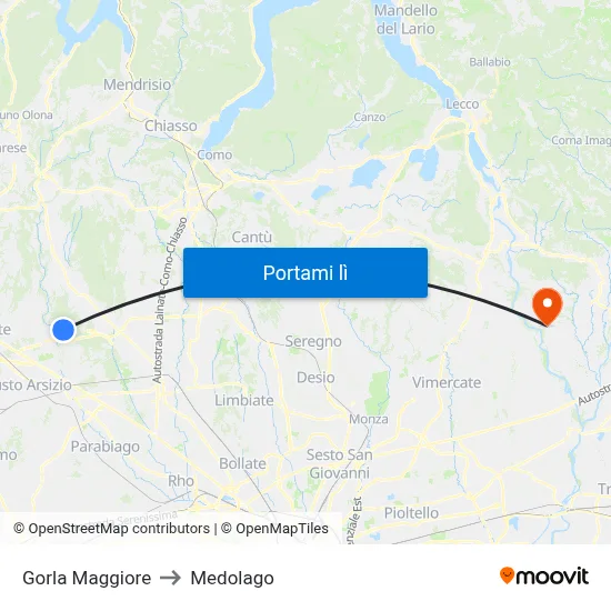Gorla Maggiore to Medolago map