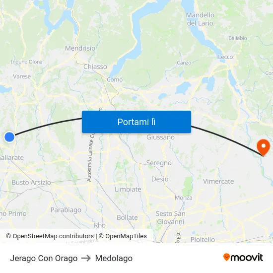 Jerago Con Orago to Medolago map