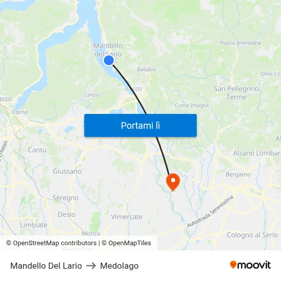 Mandello Del Lario to Medolago map