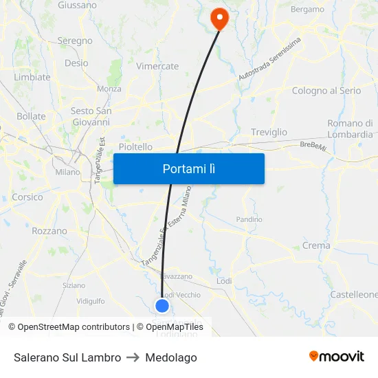 Salerano Sul Lambro to Medolago map