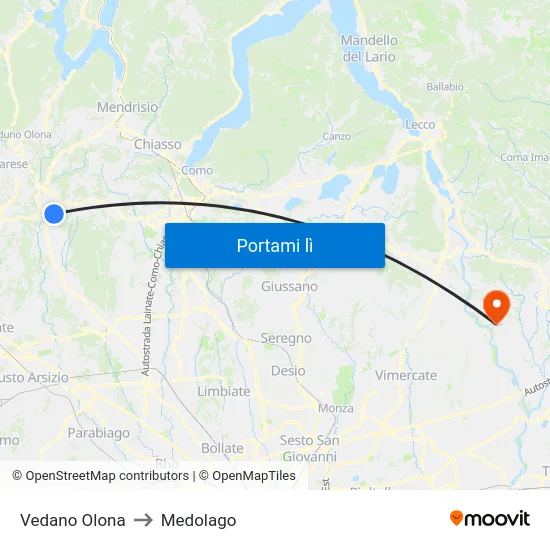 Vedano Olona to Medolago map