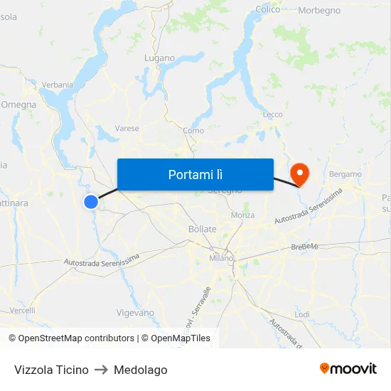 Vizzola Ticino to Medolago map