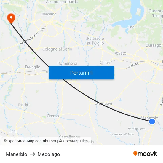 Manerbio to Medolago map