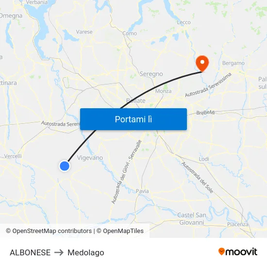 ALBONESE to Medolago map