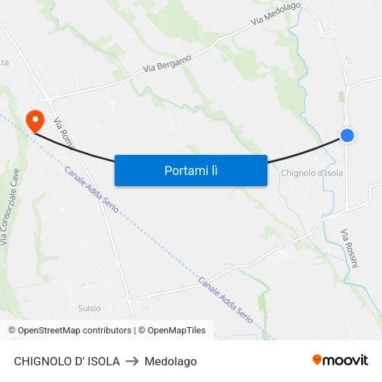 CHIGNOLO D' ISOLA to Medolago map
