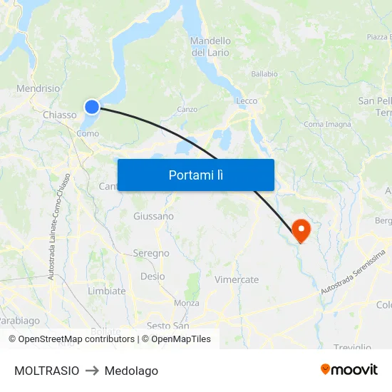MOLTRASIO to Medolago map