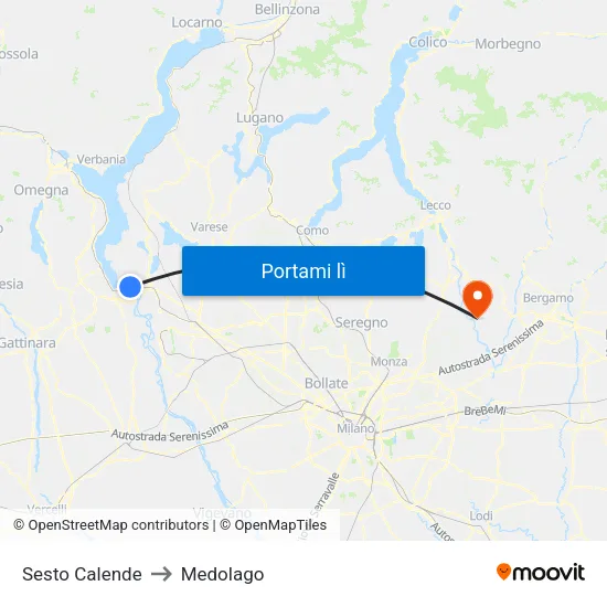 Sesto Calende to Medolago map