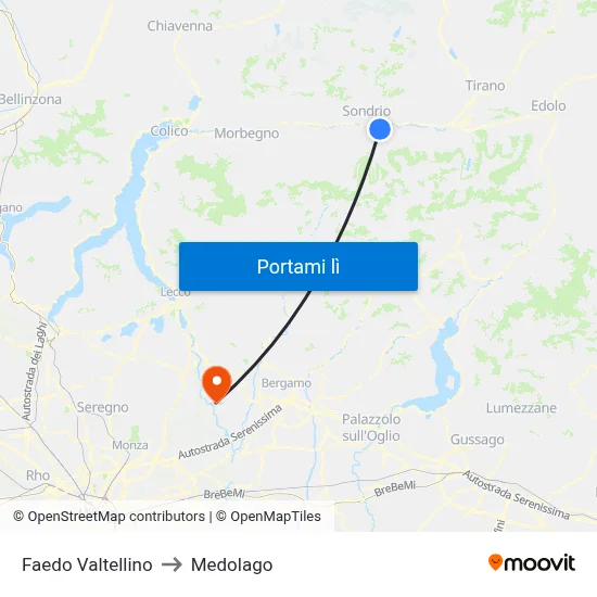 Faedo Valtellino to Medolago map