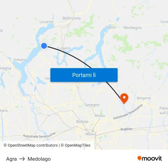 Agra to Medolago map