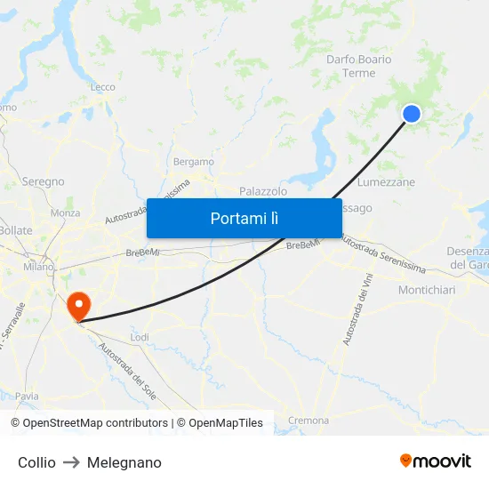 Collio to Melegnano map