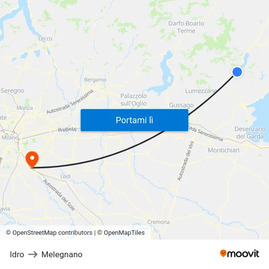Idro to Melegnano map