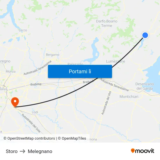 Storo to Melegnano map