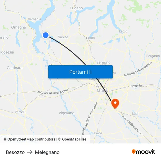 Besozzo to Melegnano map