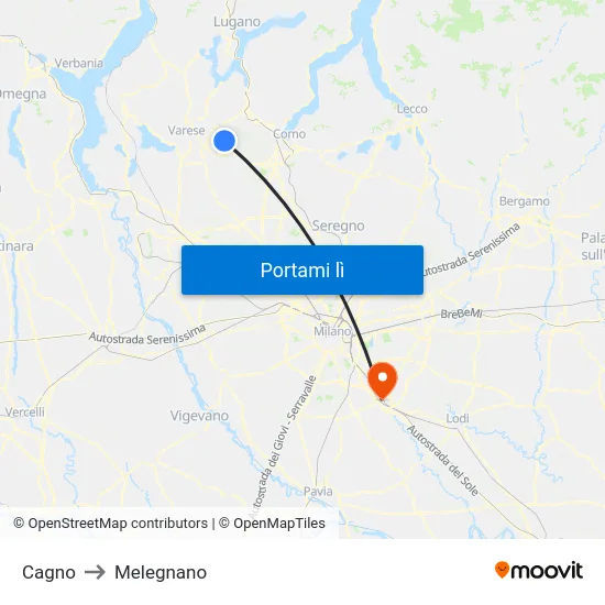 Cagno to Melegnano map