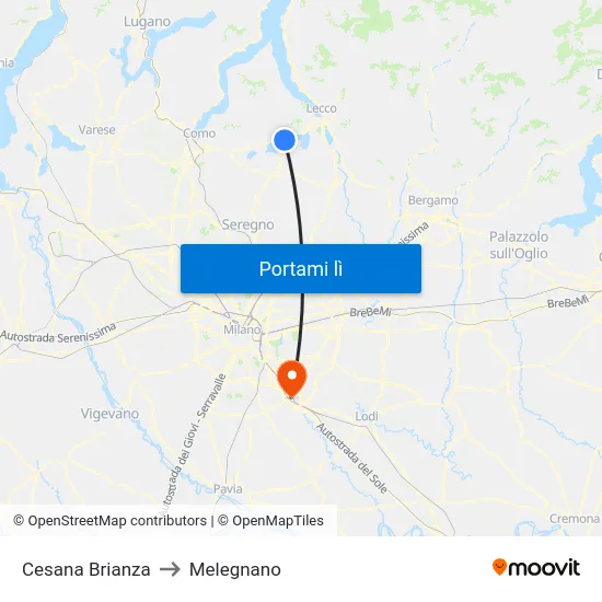 Cesana Brianza to Melegnano map