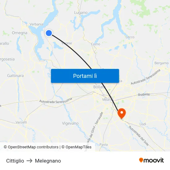 Cittiglio to Melegnano map