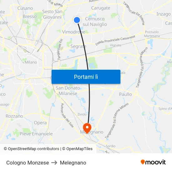 Cologno Monzese to Melegnano map