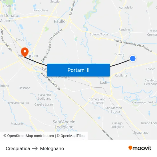 Crespiatica to Melegnano map