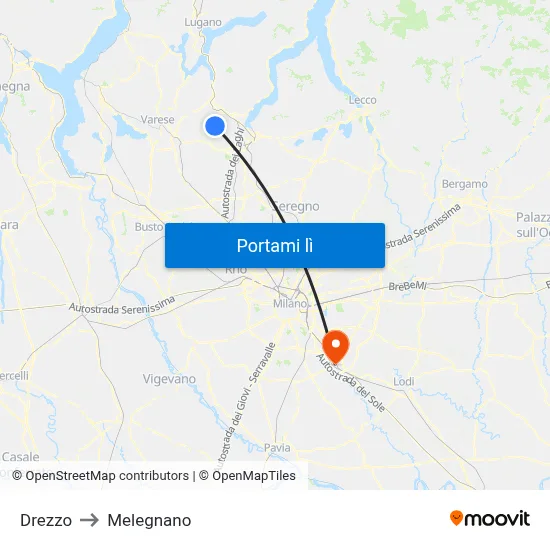 Drezzo to Melegnano map