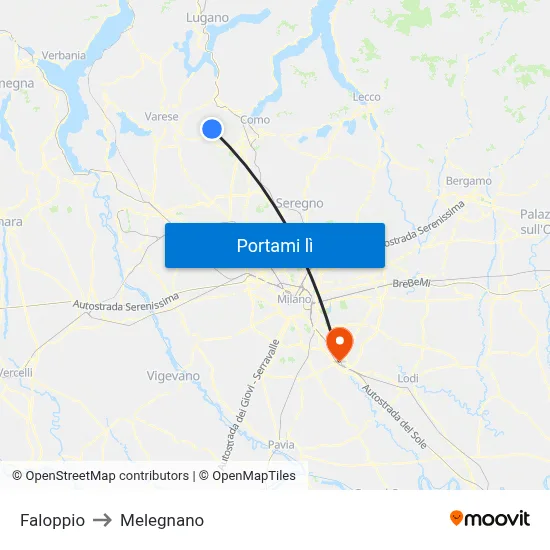 Faloppio to Melegnano map