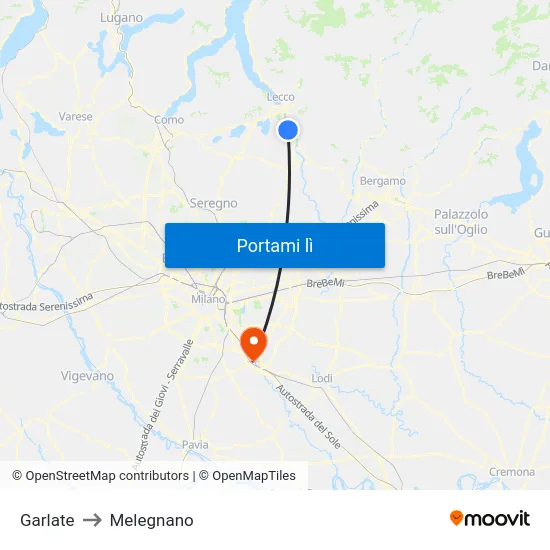 Garlate to Melegnano map