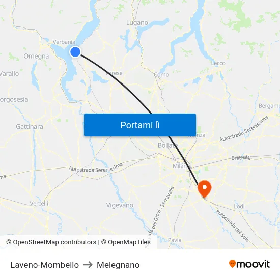 Laveno-Mombello to Melegnano map