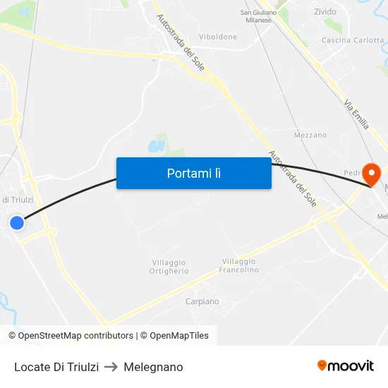 Locate Di Triulzi to Melegnano map