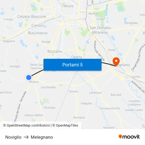 Noviglio to Melegnano map