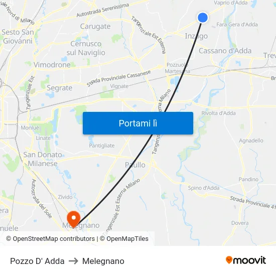 Pozzo D' Adda to Melegnano map