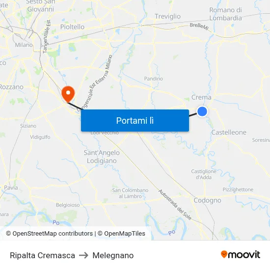 Ripalta Cremasca to Melegnano map