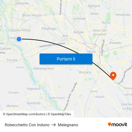 Robecchetto Con Induno to Melegnano map