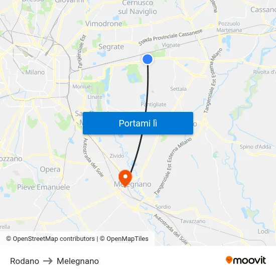 Rodano to Melegnano map