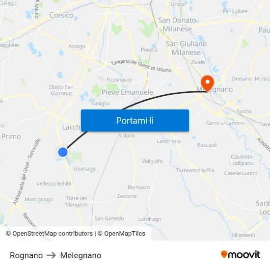 Rognano to Melegnano map