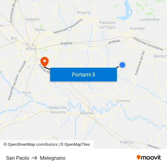 San Paolo to Melegnano map
