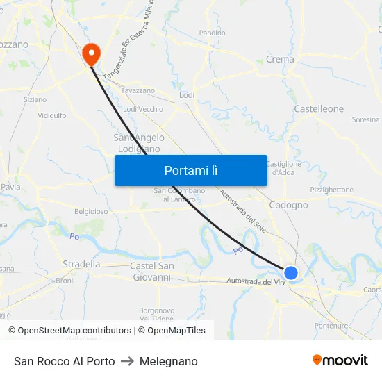 San Rocco Al Porto to Melegnano map
