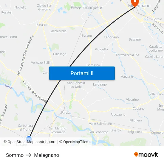 Sommo to Melegnano map