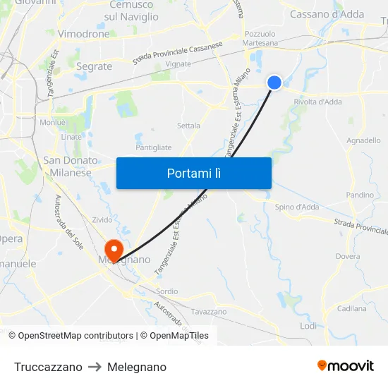 Truccazzano to Melegnano map