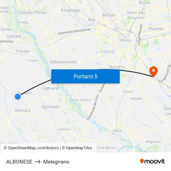 ALBONESE to Melegnano map